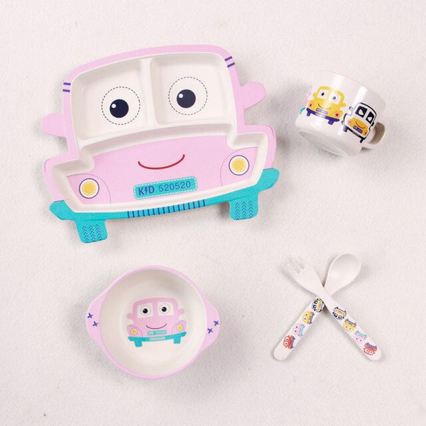 5pcs/sets Baby Bamboo Dishes