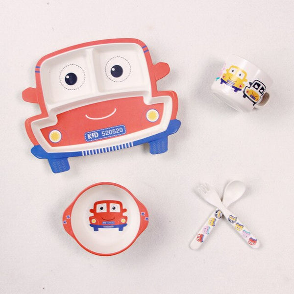 5pcs/sets Baby Bamboo Dishes