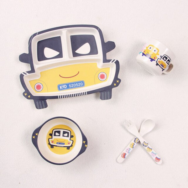 5pcs/sets Baby Bamboo Dishes